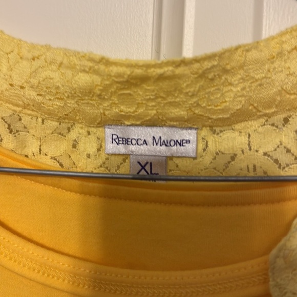 Rebecca Malone Lace Cut Out Cardigan with Matching Yellow Tank Both Sz XL - Picture 2 of 6